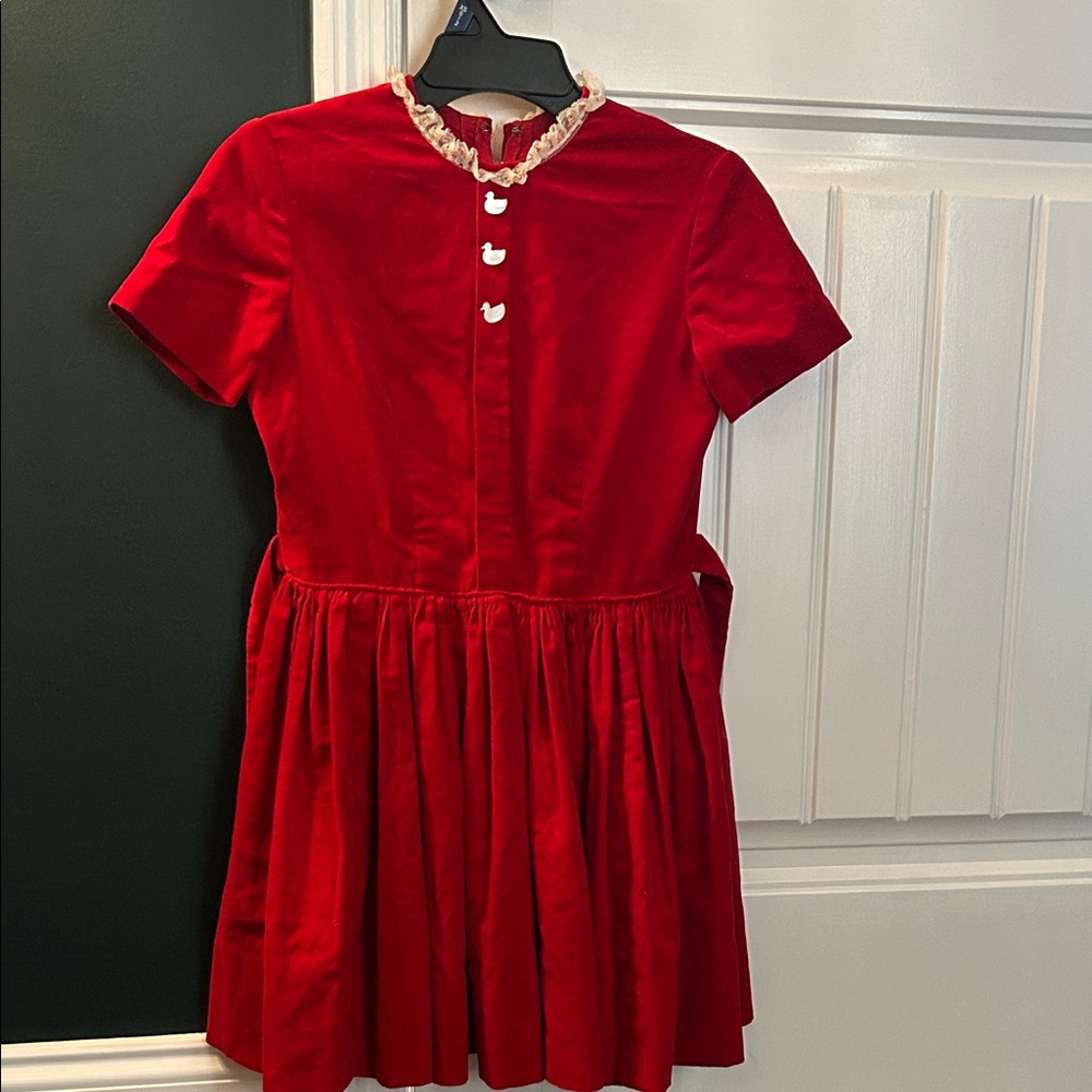 VTG Red Velvet Dress with duck Buttons